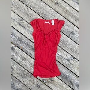 Miss Sixty burnt orange red top with tie in front